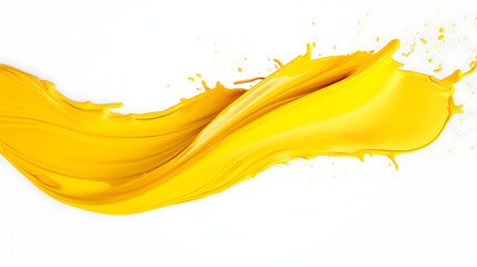 Yellow paint splashing isolated on white background. 3d rendering.