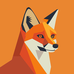 Obraz premium Vibrant Low Poly Fox Poster in Americana Style, Svg Eps Vector File