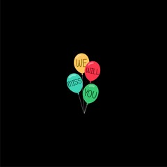 We will miss you icon isolated on dark background