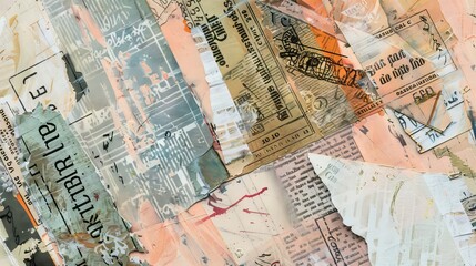 Handcrafted Mixed Media Collage with Vintage Stamps