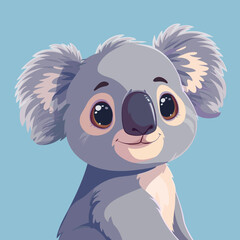 Obraz premium Charming Realistic Cartoon Koala on Blue Background, To add a cute and charming touch to any design, Svg Eps Vector File