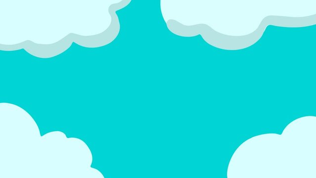 Animated clouds cartoon with copy space for the beginning of video or intro. Opening clouds with swirling little stars animation
