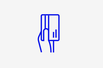  hand holding a card illustration in line style design. Vector illustration.