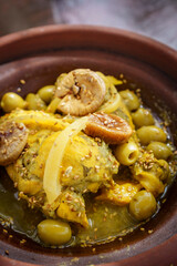 chicken tagine with fresh figs and lemon, Moroccan cuisine, Medchar Ghanem , Asilah, morocco, africa