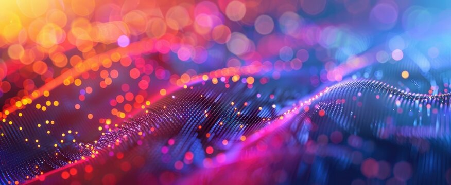 Detailed shot of quantum dots in a solution, capturing their size-dependent color properties for quantum computing backgrounds