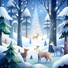 winter landscape with animals