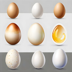Egg Icons: Exploring Size and Color Diversity in Nature's Palette.(Generative AI)