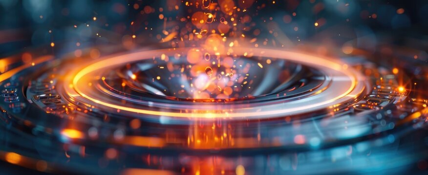 Detailed view of a superconductor in use, capturing its application in magnetic levitation and quantum computing