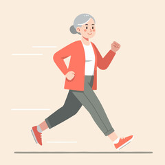 illustration of a grandmother jogging