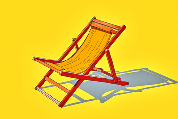 Vibrant yellow summer scene with beach chair