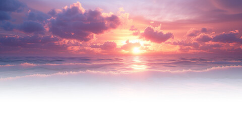 Fototapeta premium sunset over the sea wave isolated on white and transparent background, png