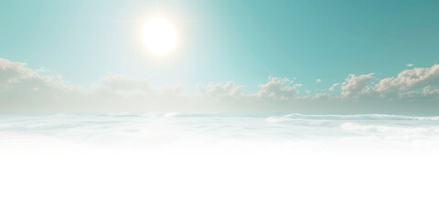 blue sky with sea waves isolated on white and transparent background, png