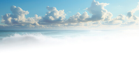 blue sky with sea waves with gradient effect design, isolated on white and transparent background, png