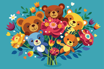 bouquet-from-teddy-bears illustration.eps