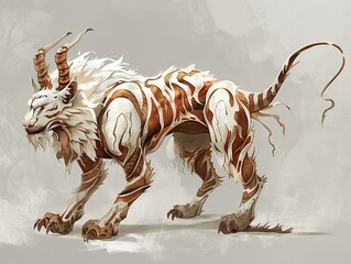 2D Illustrate of Invent a chimera with the abilities of its combined animal parts. - obrazy, fototapety, plakaty