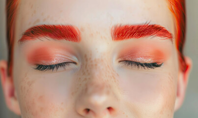 Obraz premium make up artist, red eyebrow, red eyelashes