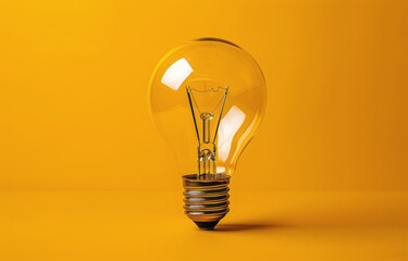 Light Bulb on Yellow Wall