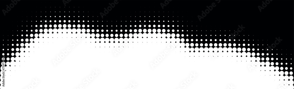 Wall mural white half tone gradient wave pattern. halftone wavy background. texture of black dots. abstract dot