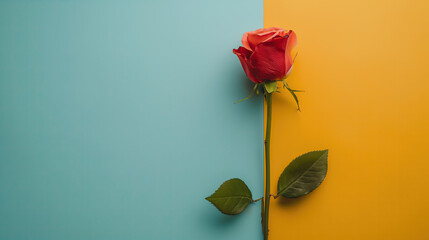 red rose on a colourful  background