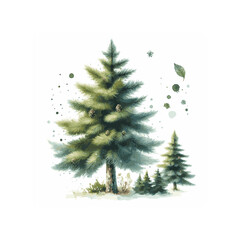 Naklejka na ściany i meble watercolor of Pine isolated on white background