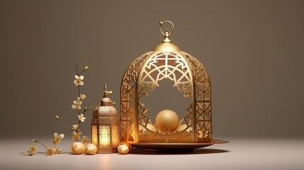 A 3D rendering presents a Ramadan Kareem Islamic design.
