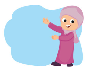 cute happy muslim girl cartoon