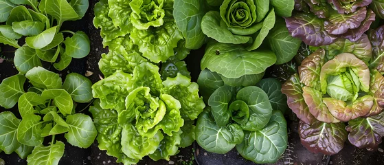 Foto op Canvas Crisp heads of leafy greens like butter lettuce and romaine thrive with their root balls submerged in circulating nutrient baths, each plant perfectly spaced to maximize sun exposure. Hearty root vege © Prapat