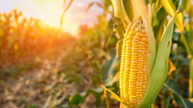 Corn cob with corn field background
