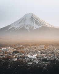 Mount Fuji and Kawaguchiko town in Japan