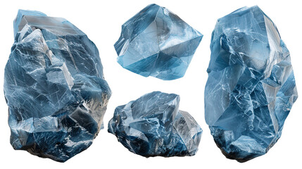 Blue Calcite Crystal on Transparent Background Illustration for Healing Designs - obrazy, fototapety, plakaty