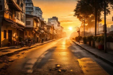 Keuken foto achterwand sunset in the city © kashif