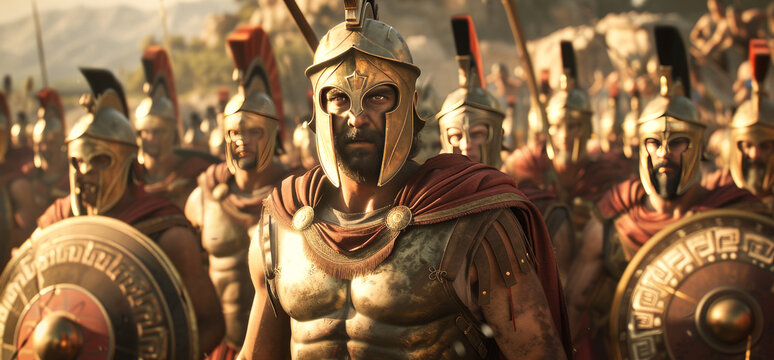 King Leonidas and his spartan hoplites army