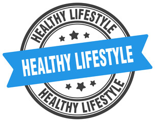 healthy lifestyle stamp. healthy lifestyle label on transparent background. round sign