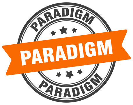 paradigm stamp. paradigm label on transparent background. round sign