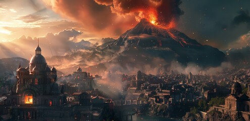 Cityscape With Mountain in Background