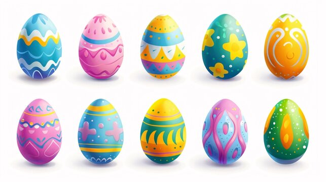 An Easter egg collection depicted in an illustration against a white backdrop.