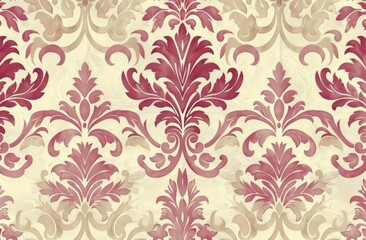 Red and Beige Floral Wallpaper