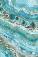Green wavy marble with gold veins. Quartz crystals with veins in marble.