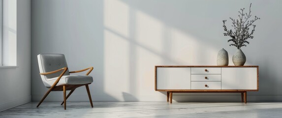 White Room With Chair and Dresser