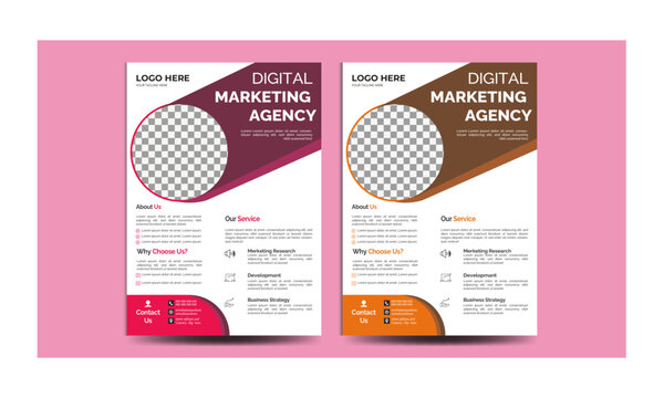 A4 modern unique professional corporate business flyer design template .or brochure designs for company advertising.
Digital marketing expert template for expert business.
