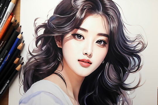Lovely person in Korean idol image, Generative AI