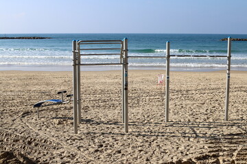 Beach on the Mediterranean Sea in Tel Aviv.