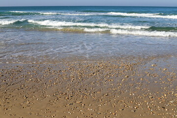 Beach on the Mediterranean Sea in Tel Aviv.