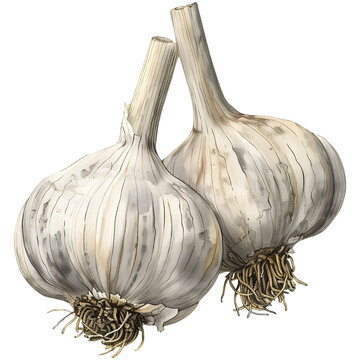 botanical illustration of a garlic