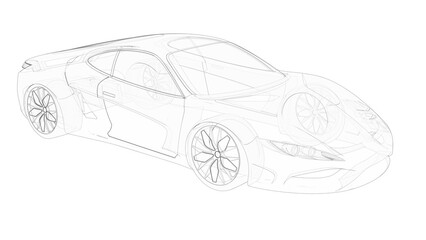 Fototapeta premium 3D rendering - sketch traced car