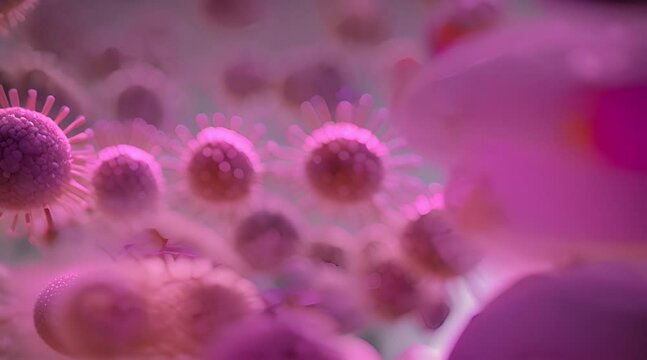 Microscopic image of immune system attack virus, vaccine