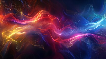 Colorful waves with dark background representing bid data flow. Futuristic concept