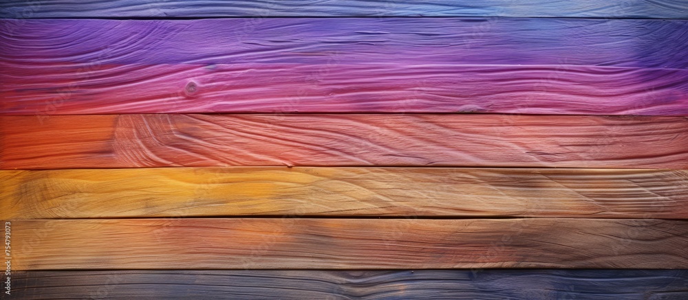 Aufkleber the image displays a wooden wall with a striking array of colors, showcasing the beautiful texture a