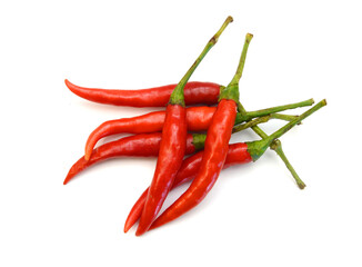 Stack red chili peppers isolated on the white