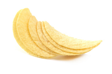 Stack Potato chips on white backgrpund